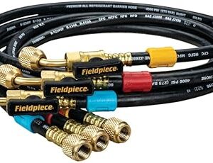 fieldpiece hr3b ball valve refrigerant hose set (3) with color tags 1/4" x 1/4" (5')