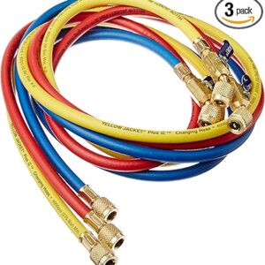 yellow jacket 29986 plus ii 1/4" hose with compact ball valve, 72" (pack of 3)