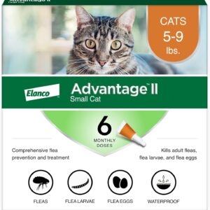 advantage ii small cat vet recommended flea treatment & prevention | cats 5 9 lbs. | 6 month supply