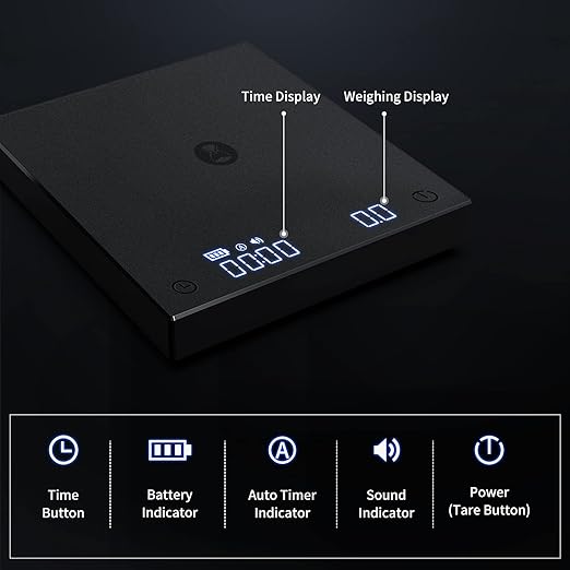 timemore coffee scale basic 2.0 electronic espresso scale with with timer,2000 grams and water flow rate and timer function,flow rate display 2024 upgraded version timemore coffee scale basic 2.0 electronic espresso scale with with timer,2000 grams and water flow rate and timer function,flow rate display 2024 upgraded version